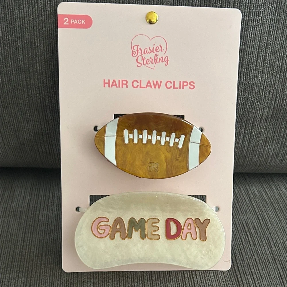 FRASIER STERLING Football Game Day Hair Claw Clips 2 pack NEW